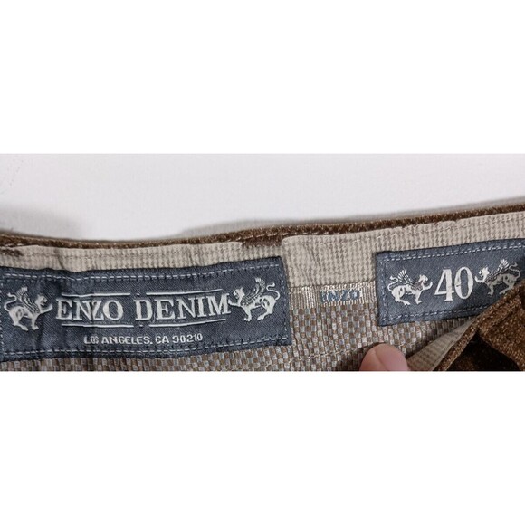 Enzo Tovare Mens Brown Corduroy Straight Leg Cotton Mid Rise Pants Size 40 - Picture 2 of 5